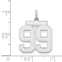 Sterling Silver Rhodium-plated Polished Number 99 Charm view 2