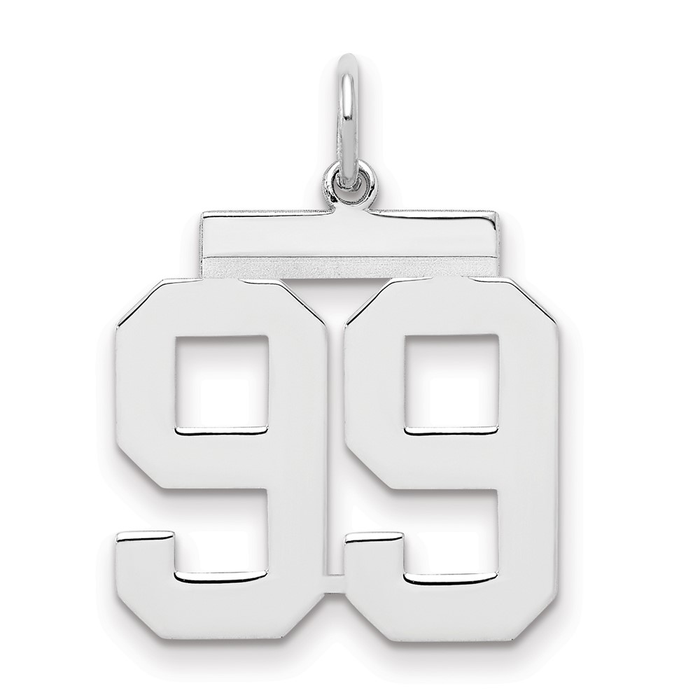 Sterling Silver Rhodium-plated Polished Number 99 Charm