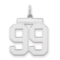 Sterling Silver Rhodium-plated Polished Number 99 Charm view 1