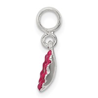Sterling Silver Hot Pink Enamel Flower with CZ Enhancer view 2