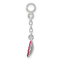 Sterling Silver Pink Enamel Flower with CZ Dangle Enhancer, 0.5" view 2