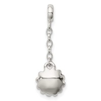 Sterling Silver Pink Enamel Flower with CZ Dangle Enhancer, 0.5" view 4