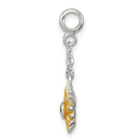 Sterling Silver Yellow Enameled Flower W CZ 1 2in Dangle Enhancer view 2