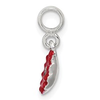 Sterling Silver Red Enameled Flower with CZ Enhancer view 2