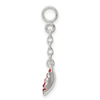 Sterling Silver Red Enameled Flower with CZ Dangle Enhancer, 0.5" view 2