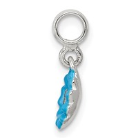 Sterling Silver Blue Enamel Flower with CZ Enhancer view 2