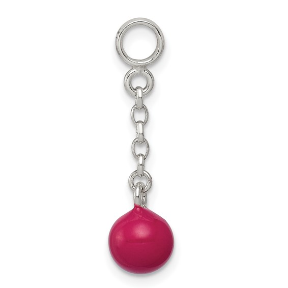 Sterling Silver Hot Pink Enamel Bead 1/2" Dangle Enhancer
