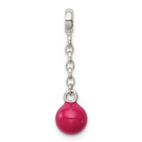 Sterling Silver Hot Pink Enamel Bead 0.50 Dangle Enhancer view 4