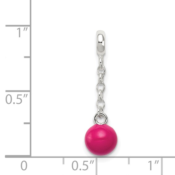 Sterling Silver Hot Pink Enamel Bead 1/2" Dangle Enhancer