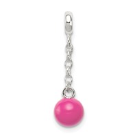 Sterling Silver Hot Pink Enamel Bead 0.50 Dangle Enhancer view 1