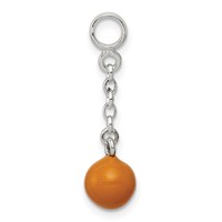 Sterling Silver Yellow Enameled Bead Dangle Enhancer, 0.5" view 2