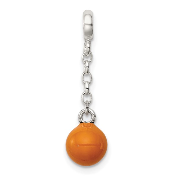 Sterling Silver Yellow Enameled Bead 1/2in Dangle Enhancer