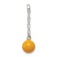 Sterling Silver Yellow Enameled Bead Dangle Enhancer, 0.5" view 1
