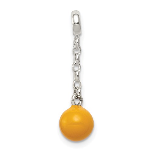 Sterling Silver Yellow Enameled Bead Dangle Enhancer, 0.5"
