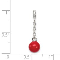 Sterling Silver Red Enameled Bead Dangle Enhancer - 0.5in view 3