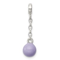 Sterling Silver Lilac Enamel Bead Dangle Enhancer - 0.5in view 4