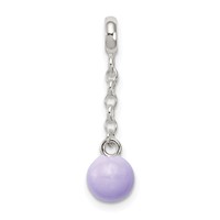 Sterling Silver Lilac Enamel Bead Dangle Enhancer - 0.5in view 1