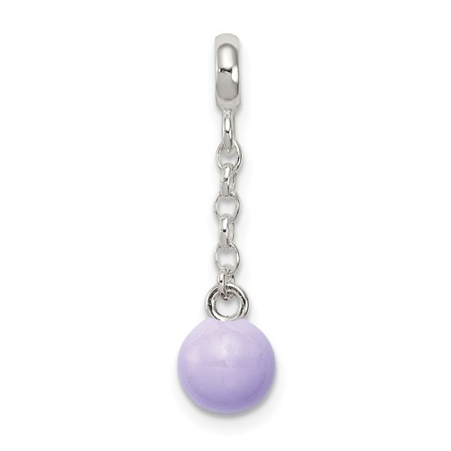 Sterling Silver Lilac Enamel Bead Dangle Enhancer, 0.5"