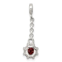 Sterling Silver Dark Red CZ Dangle Enhancer - 0.5in view 4