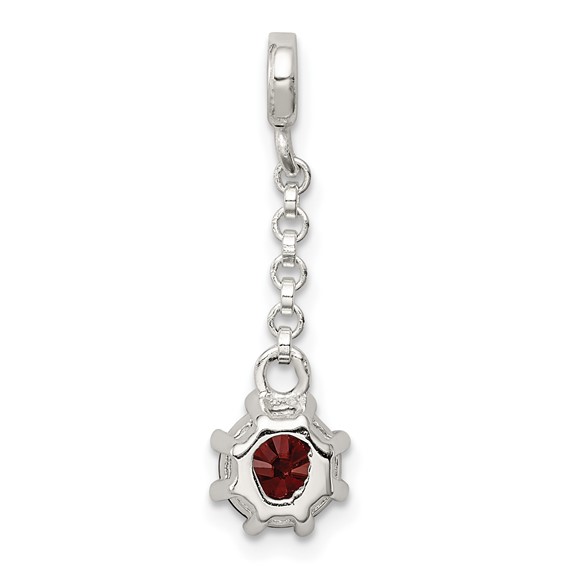Sterling Silver Dark Red CZ 1/2in Dangle Enhancer