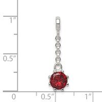 Sterling Silver Dark Red CZ Dangle Enhancer - 0.5in view 3