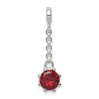 Sterling Silver Dark Red CZ Dangle Enhancer - 0.5in view 1