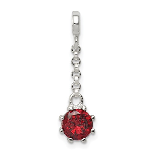 Sterling Silver Dark Red CZ Dangle Enhancer, 0.5"