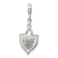 Sterling Silver Clear CZ Heart 1/ Dangle Enhancer - 2in view 4