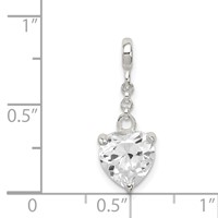 Sterling Silver Clear CZ Heart 1/ Dangle Enhancer - 2in view 3