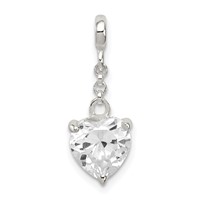 Sterling Silver Clear CZ Heart 1/ Dangle Enhancer - 2in view 1