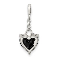 Sterling Silver Black CZ Heart Dangle Enhancer - 0.5in view 4