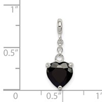 Sterling Silver Black CZ Heart Dangle Enhancer - 0.5in view 3