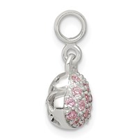 Sterling Silver Pink CZ Puffed Heart Enhancer view 2