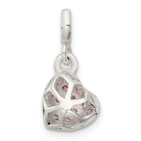 Sterling Silver Pink CZ Puffed Heart Enhancer view 4