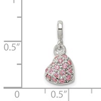 Sterling Silver Pink CZ Puffed Heart Enhancer view 3