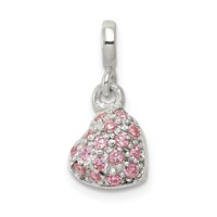 Sterling Silver Pink CZ Puffed Heart Enhancer view 1