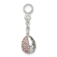 Sterling Silver Pink CZ Puffed Heart 1/ Dangle Enhancer - 2in view 2