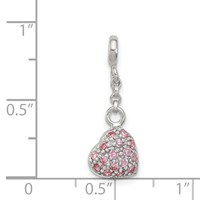 Sterling Silver Pink CZ Puffed Heart 1/ Dangle Enhancer - 2in view 3