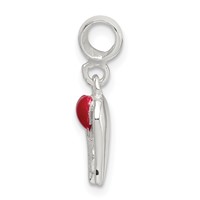 Sterling Silver Red Enameled Heart with Wings Enhancer view 2