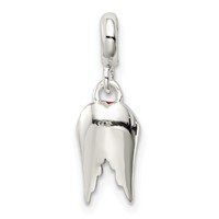 Sterling Silver Red Enameled Heart with Wings Enhancer view 4