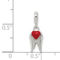 Sterling Silver Red Enameled Heart with Wings Enhancer view 3