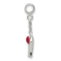 Sterling Silver Red Enameled Heart with Wings 1/ Dangle Enhancer - 2in view 2