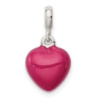 Sterling Silver Pink Enamel Heart Enhancer view 4