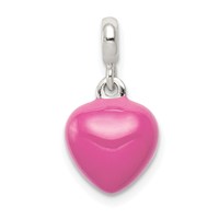 Sterling Silver Pink Enamel Heart Enhancer view 1