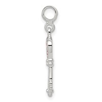 Sterling Silver Key with Pink CZ Heart Enhancer view 2