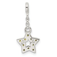 Sterling Silver Green CZ Star 1/ Dangle Enhancer - 2in view 4