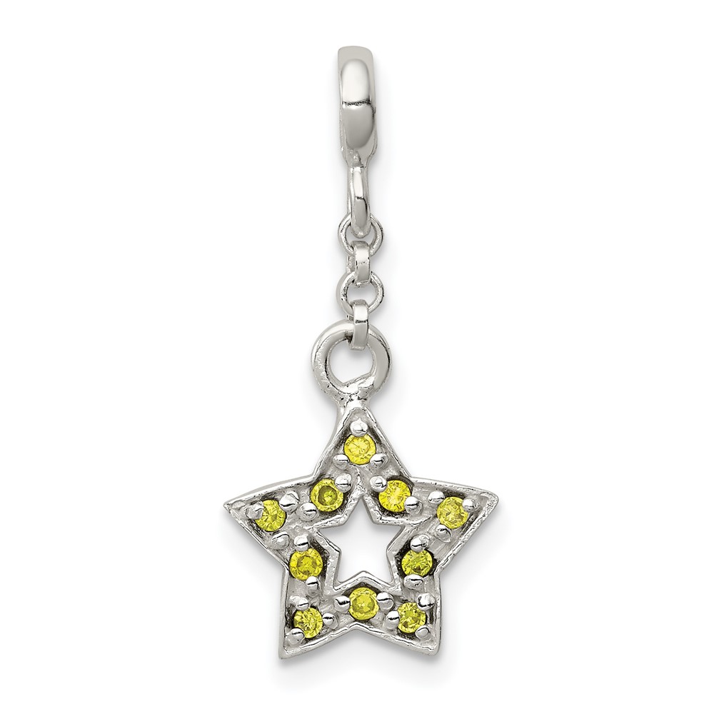 Sterling Silver Green CZ Star 1/ Dangle Enhancer - 2in