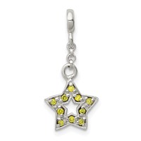 Sterling Silver Green CZ Star 1/ Dangle Enhancer - 2in view 1