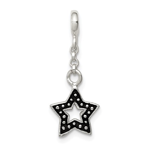 Sterling Silver Enameled Star Dangle Enhancer, 0.5"