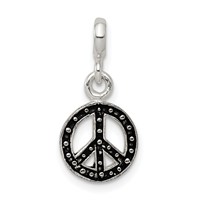 Sterling Silver Enameled Peace Symbol Enhancer view 1